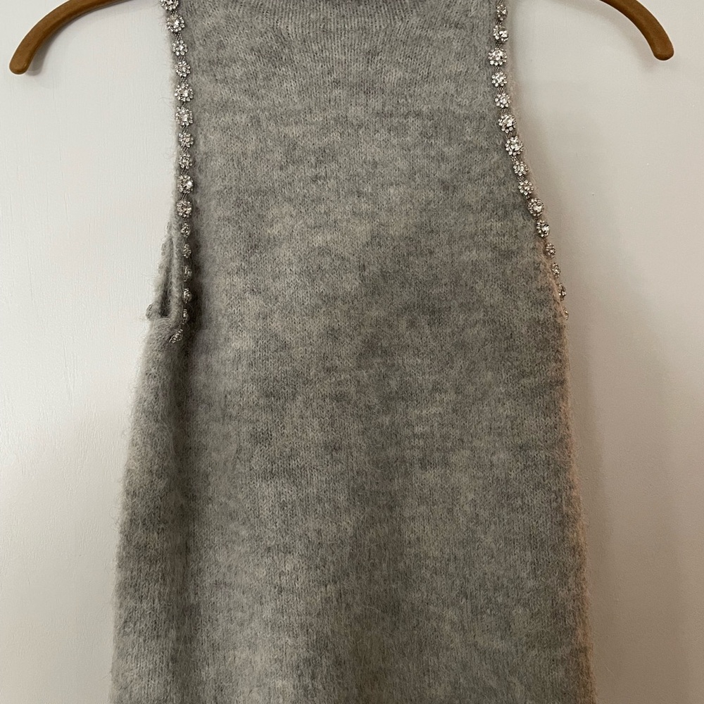 Zara Gray Knit Top with Side Embellishments